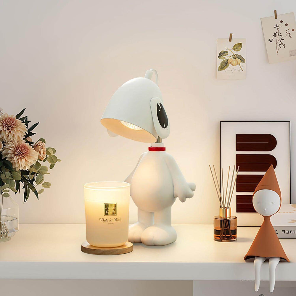 Milo Table Lamp inspired by Snoopy, a cute small lamp perfect for living room or bedroom bedside lighting, art deco style.