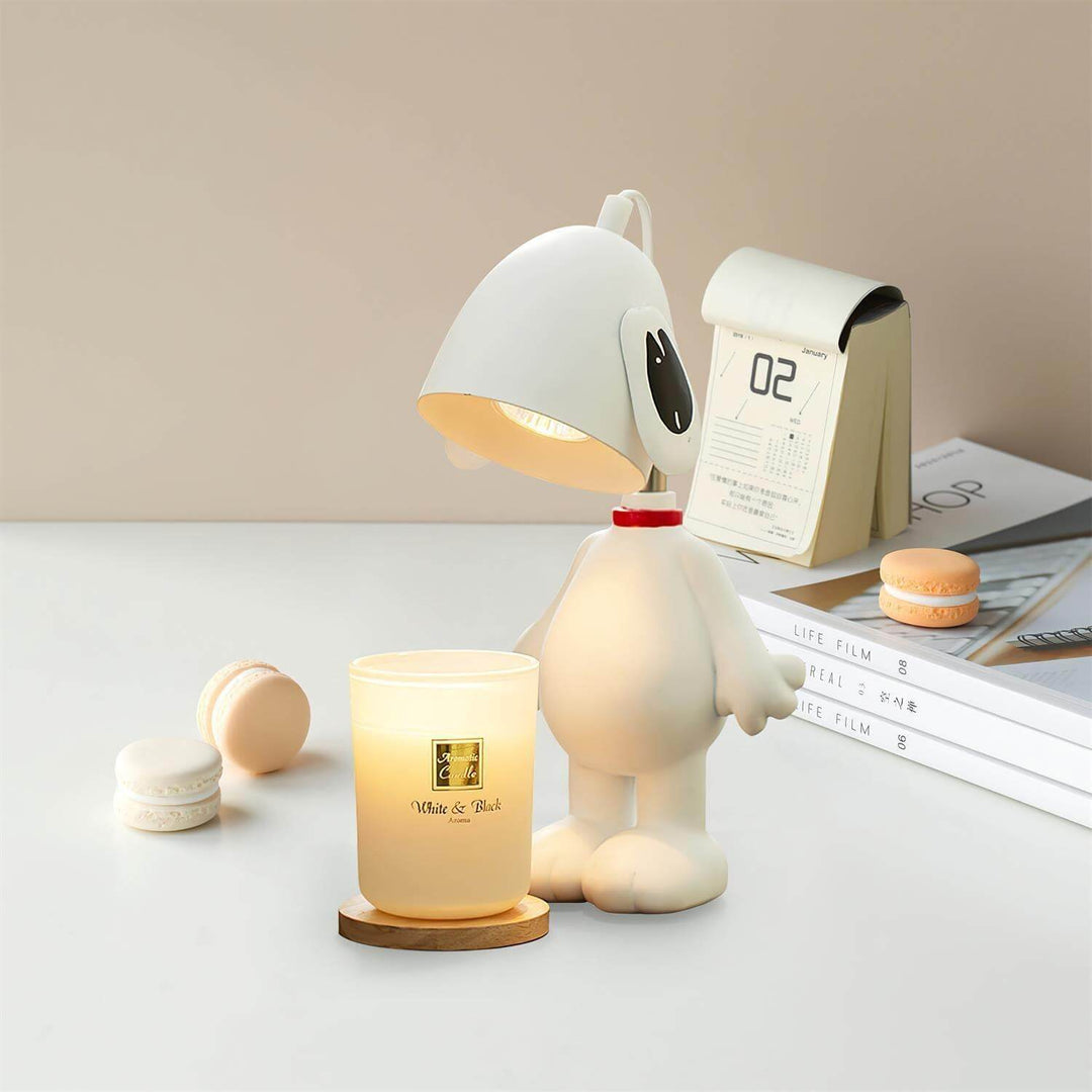 Milo Table Lamp featuring a cute Snoopy design, perfect for bedroom bedside or living room decor, ideal small art deco lighting.