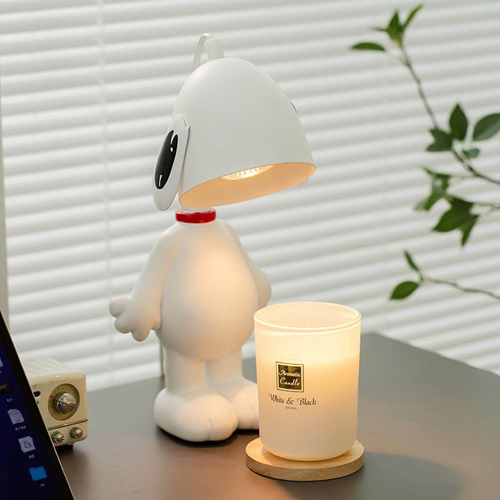 Milo Table Lamp resembling Snoopy, a cute small lamp ideal for living room or bedroom bedside, art deco style.