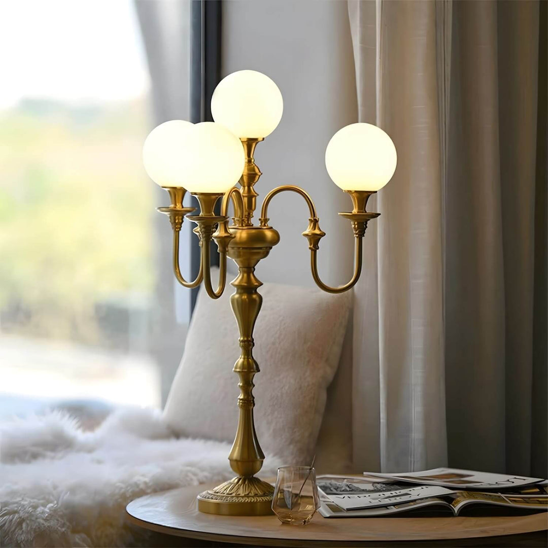 Elegant Solora brass table light, a stylish mid century modern lamp ideal for living room decor.