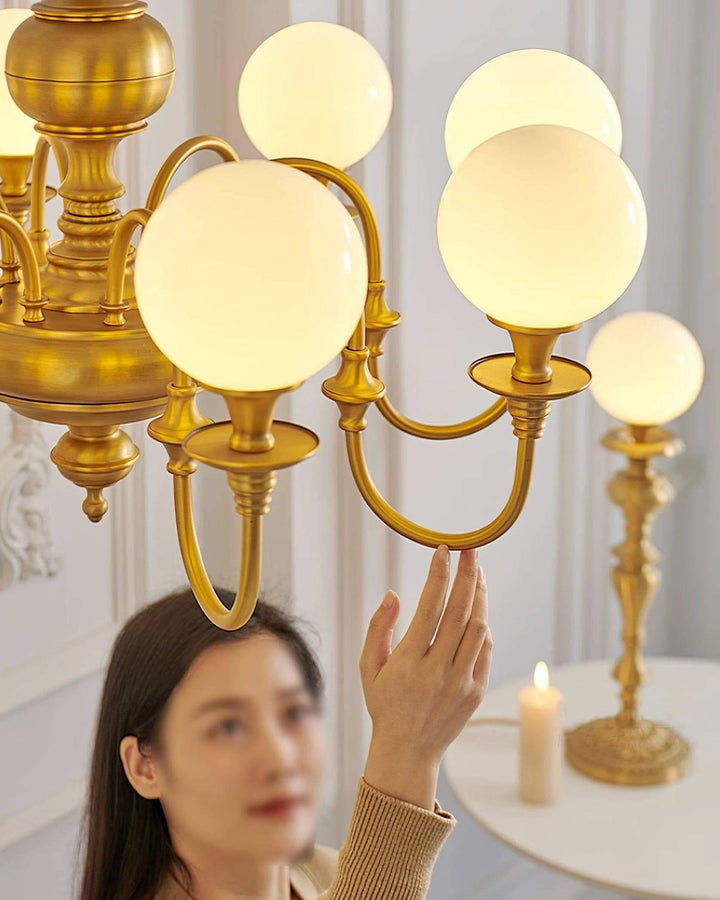 Solora Chandelier | Brass & Glass Light for Dining & Living Room