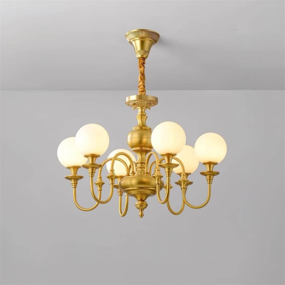 Solora Chandelier | Brass & Glass Light for Dining & Living Room