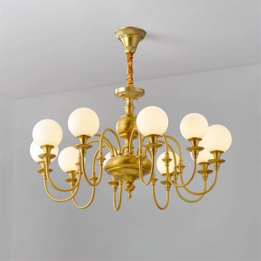 Solora Chandelier | Brass & Glass Light for Dining & Living Room
