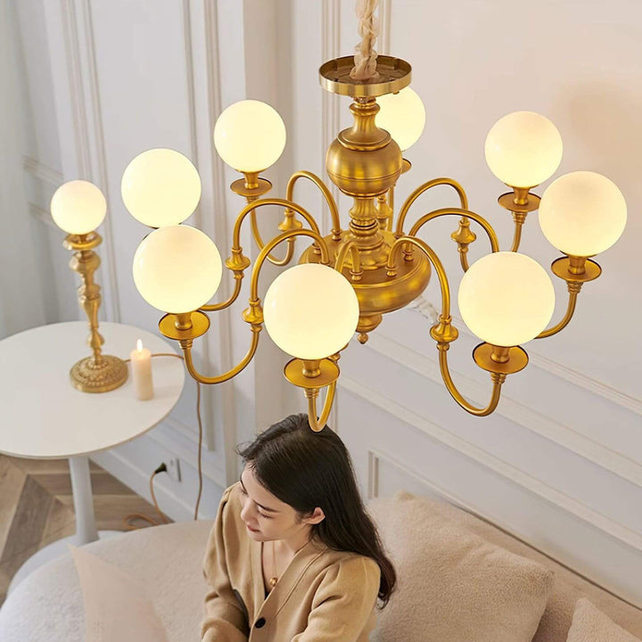 Solora Chandelier | Brass & Glass Light for Dining & Living Room