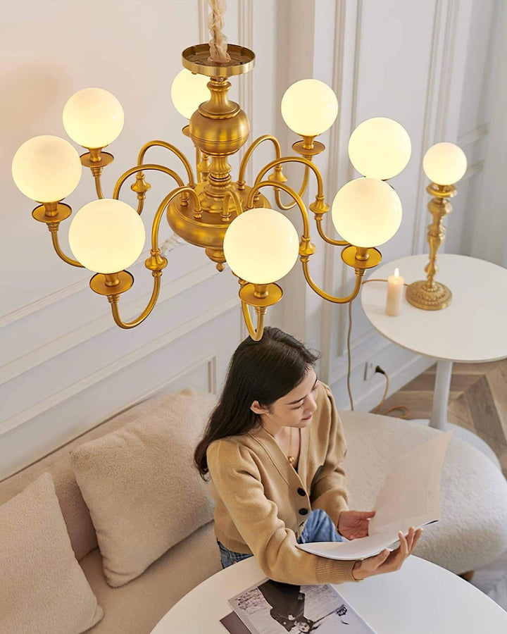 Solora Chandelier | Brass & Glass Light for Dining & Living Room