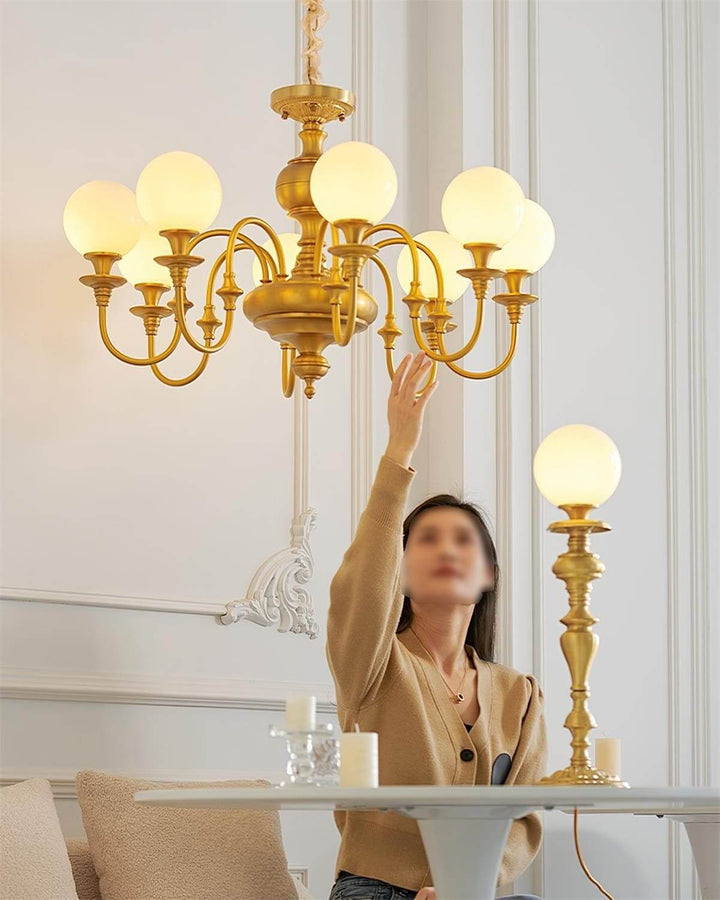 Solora Chandelier | Brass & Glass Light for Dining & Living Room