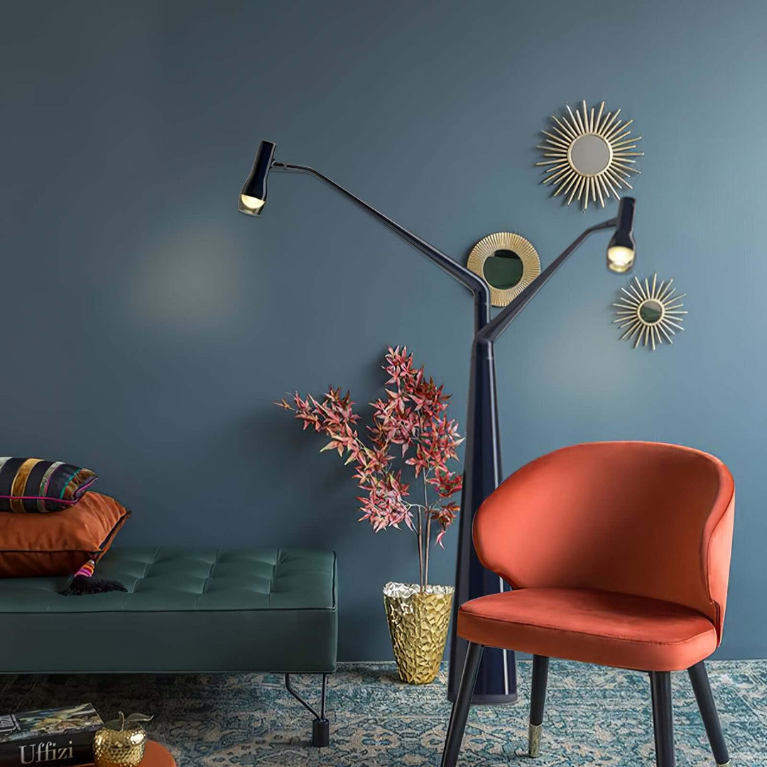 Soma Y-Floor Lamp in modern living room, a sculptural floor lamp adding unique style and light.