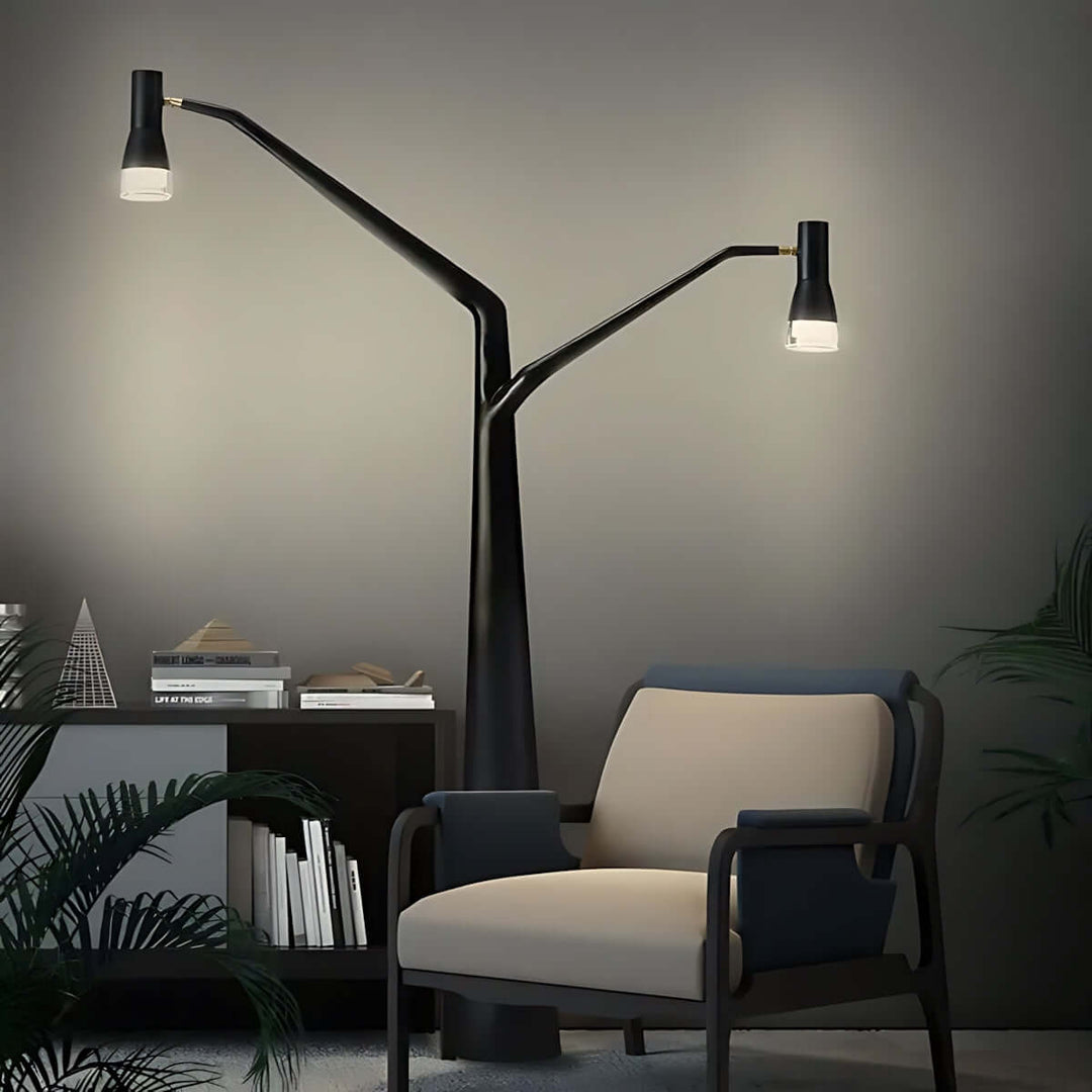 Soma Y-Floor Lamp, a sculptural floor lamp ideal for living room decor, featuring unique design and stylish lighting.