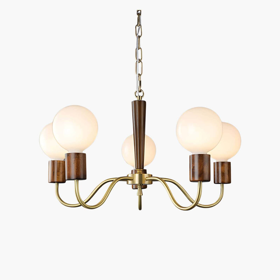Soravia Chandelier – Contemporary Wood & Brass Bedroom Light