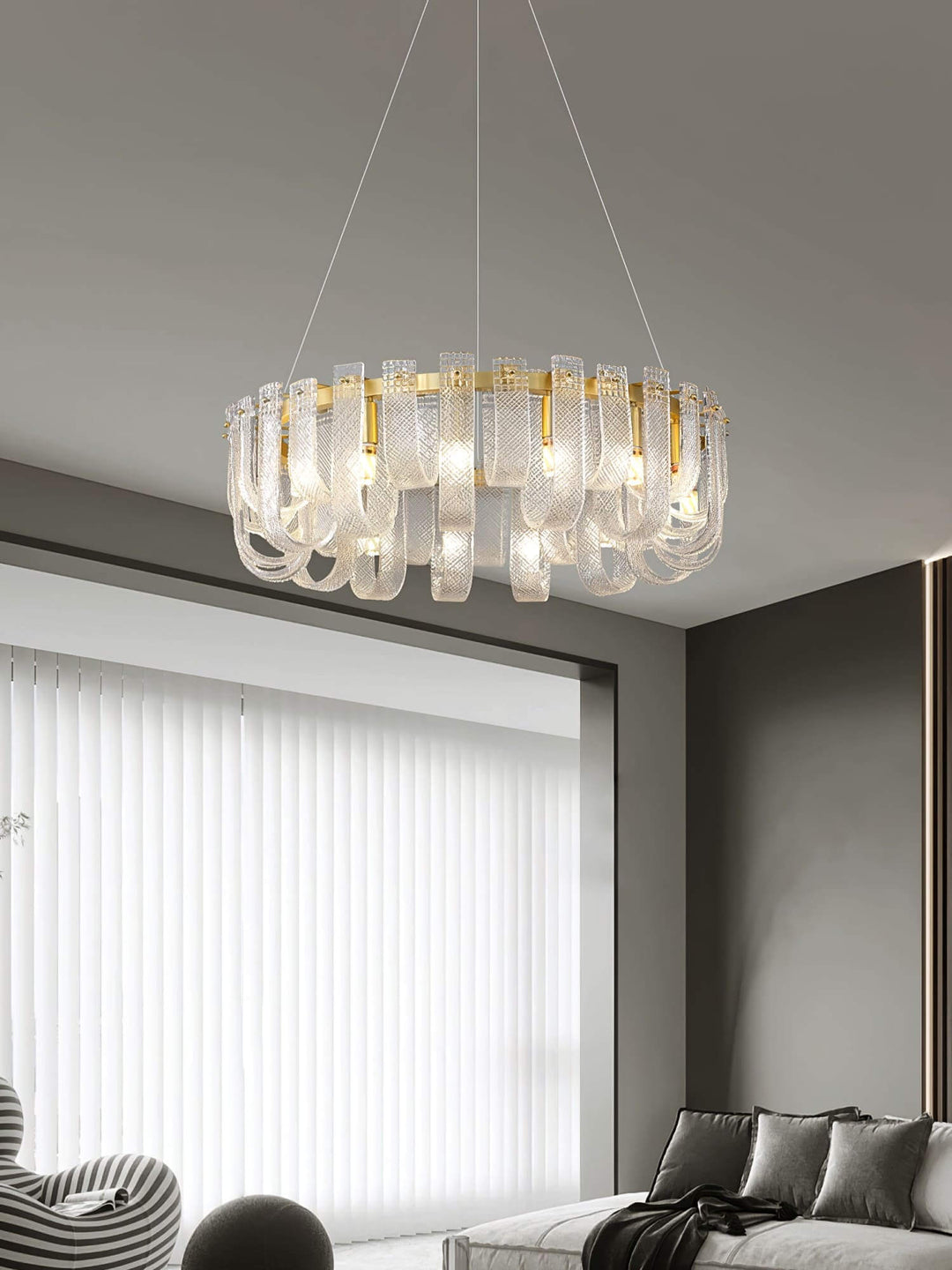 Sovina Chandelier β Modern Glass Brass Light for Dining Table
