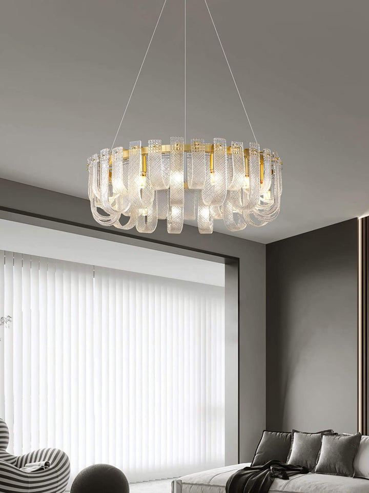 Sovina Chandelier β Modern Glass Brass Light for Dining Table