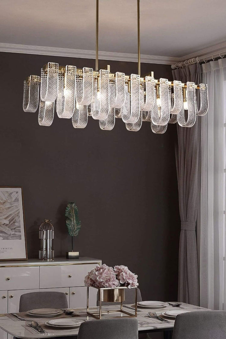 Sovina Chandelier β Modern Glass Brass Light for Dining Table