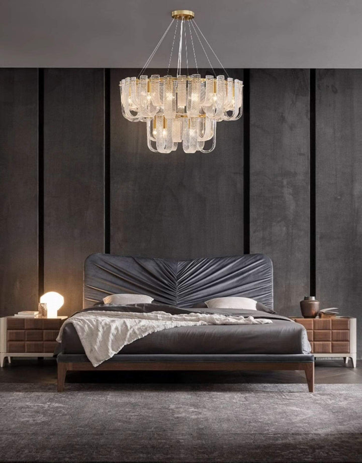 Sovina Chandelier β Modern Glass Brass Light for Dining Table