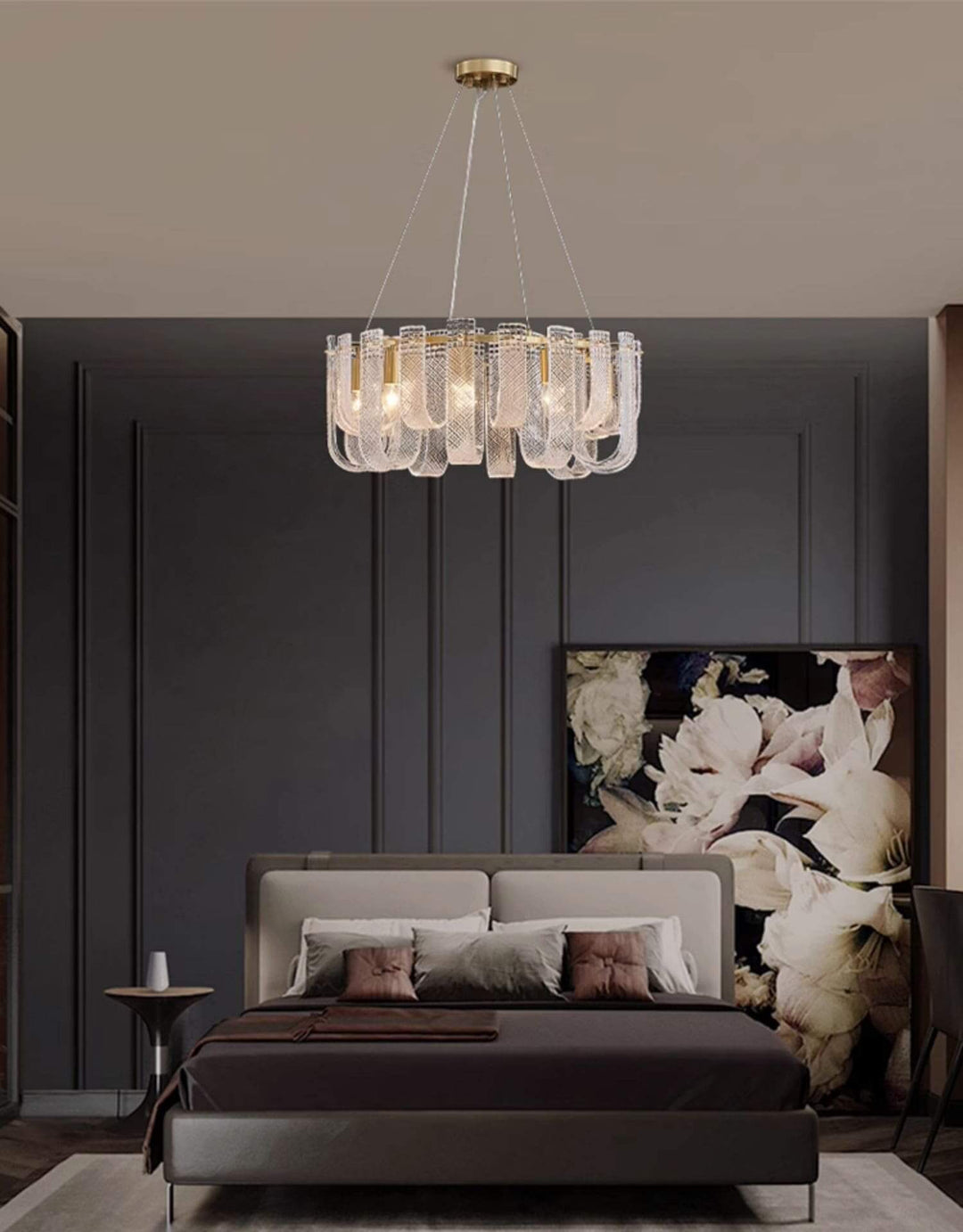 Sovina Chandelier β Modern Glass Brass Light for Dining Table