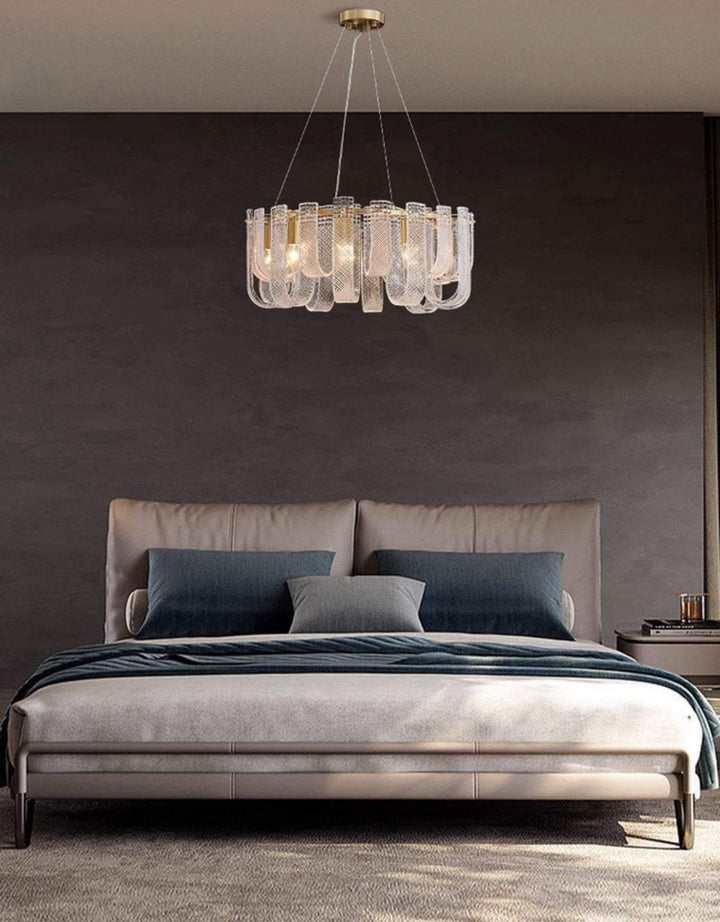 Sovina Chandelier β Modern Glass Brass Light for Dining Table