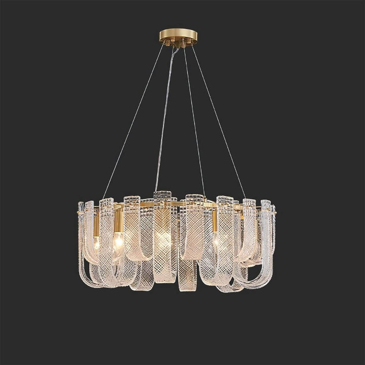 Sovina Chandelier β Modern Glass Brass Light for Dining Table