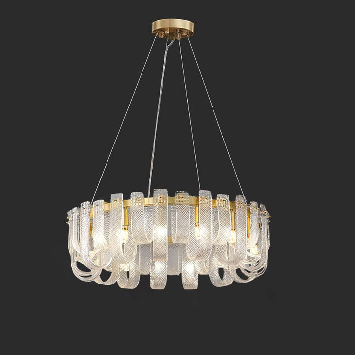 Sovina Chandelier β Modern Glass Brass Light for Dining Table