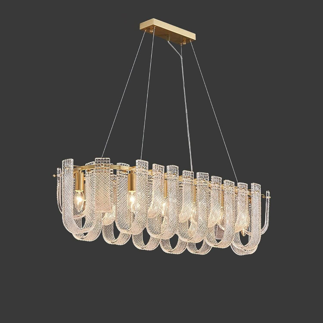 Sovina Chandelier β Modern Glass Brass Light for Dining Table