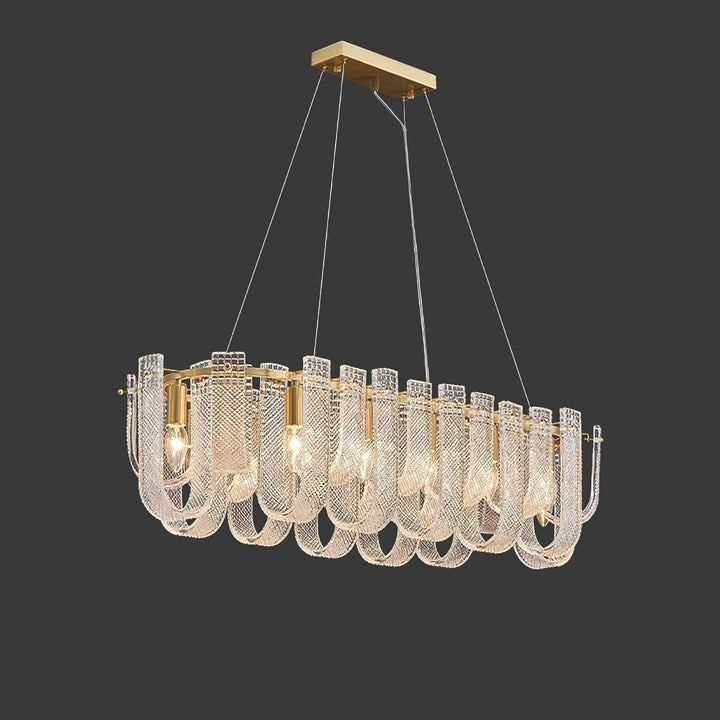 Sovina Chandelier β Modern Glass Brass Light for Dining Table