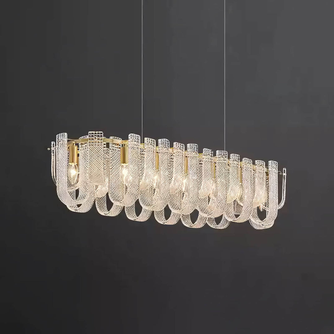Sovina Chandelier β Modern Glass Brass Light for Dining Table