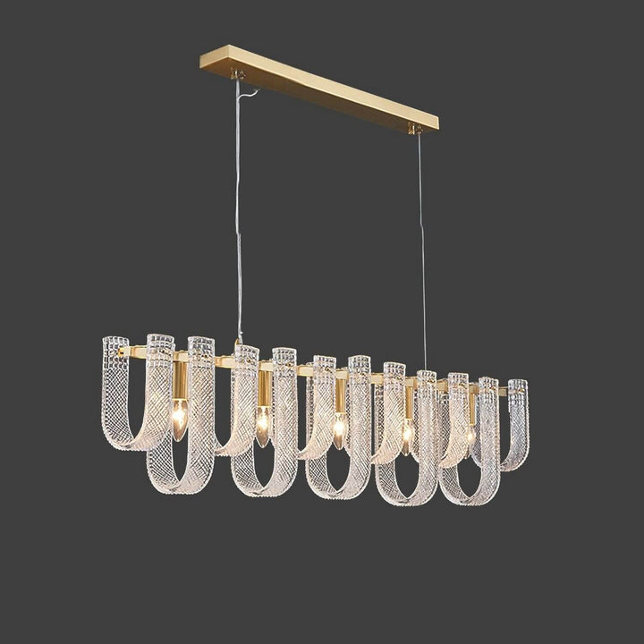 Sovina Chandelier β Modern Glass Brass Light for Dining Table