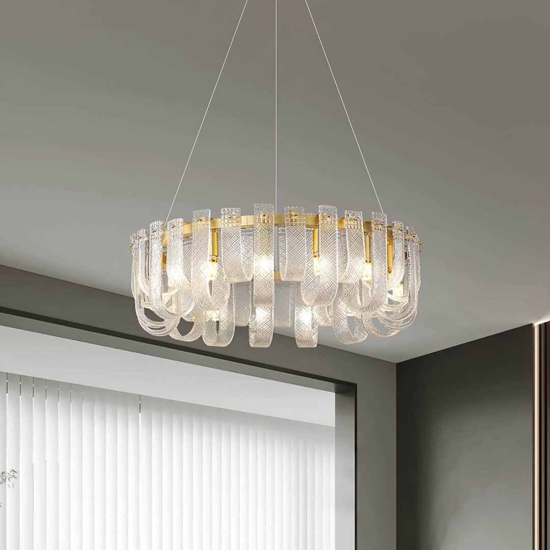 Sovina Chandelier β Modern Glass Brass Light for Dining Table