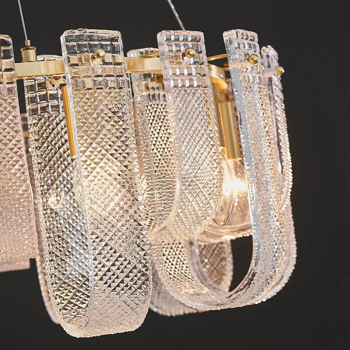 Sovina Chandelier β Modern Glass Brass Light for Dining Table