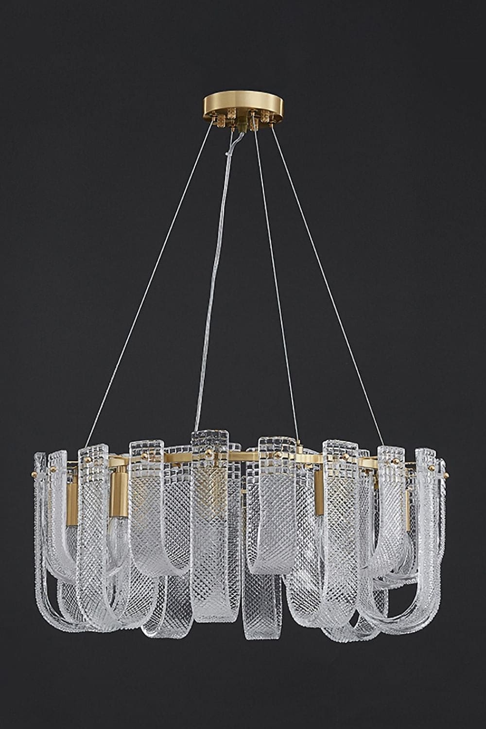 Sovina Chandelier β Modern Glass Brass Light for Dining Table