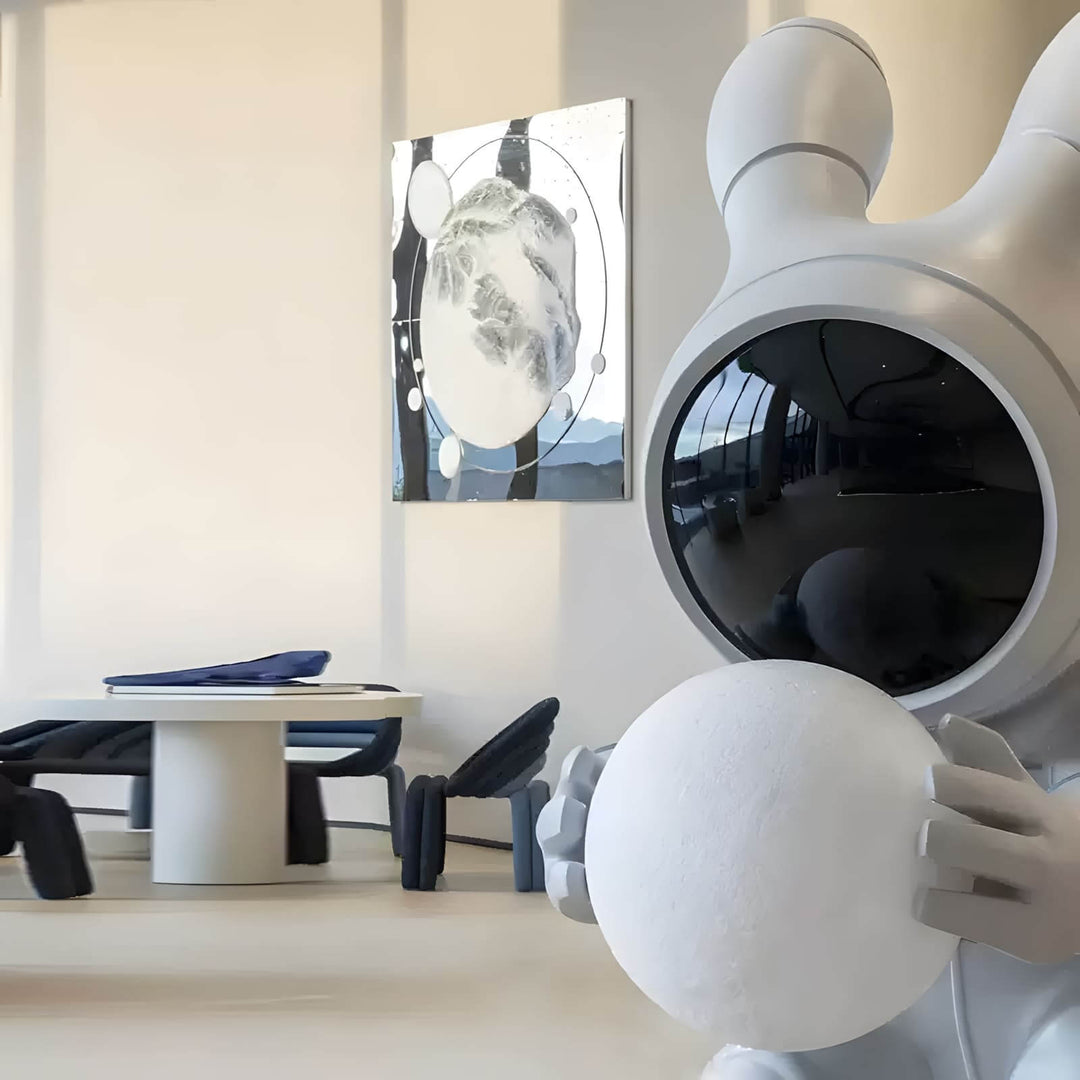 Space Rabbit Sculpture – Art Deco Resin Home Accent