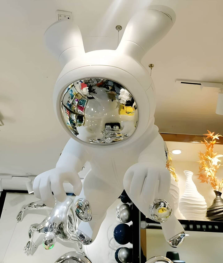 Space Rabbit Sculpture – Art Deco Resin Home Accent