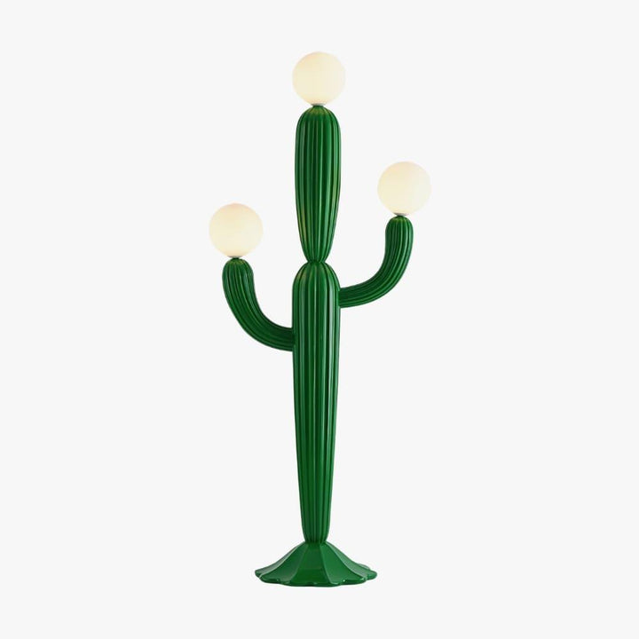 Cactus Floor Lamp in green, 120cm height, features sculptural design and art deco style with three round bulbs.