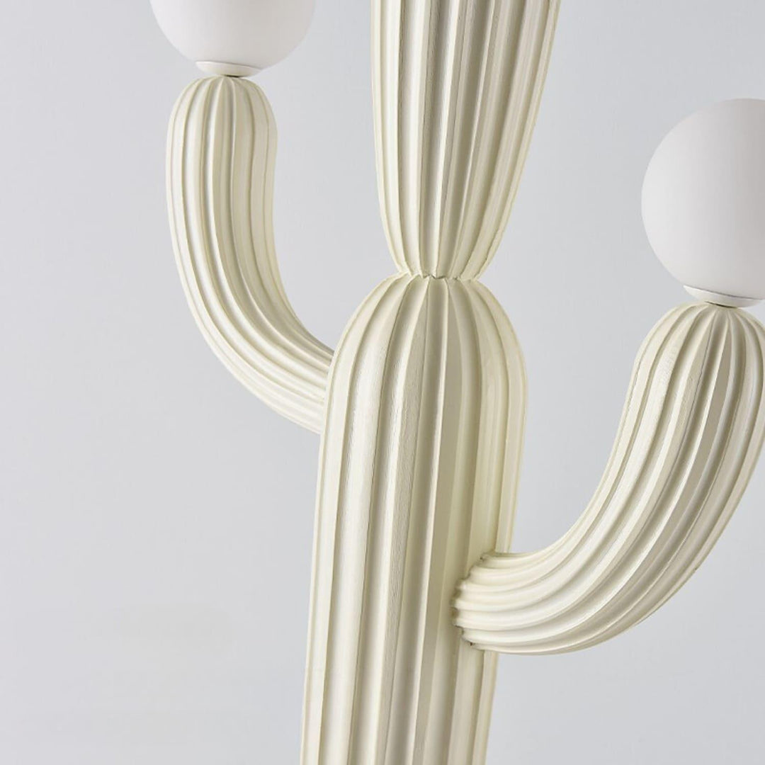 Sculptural Cactus Floor Lamp in white, featuring round globe lights, perfect for art deco decor.