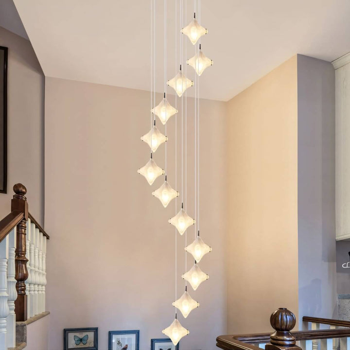 Sylume Star Chandelier - Star-Shaped Glass and Staircase Lighting