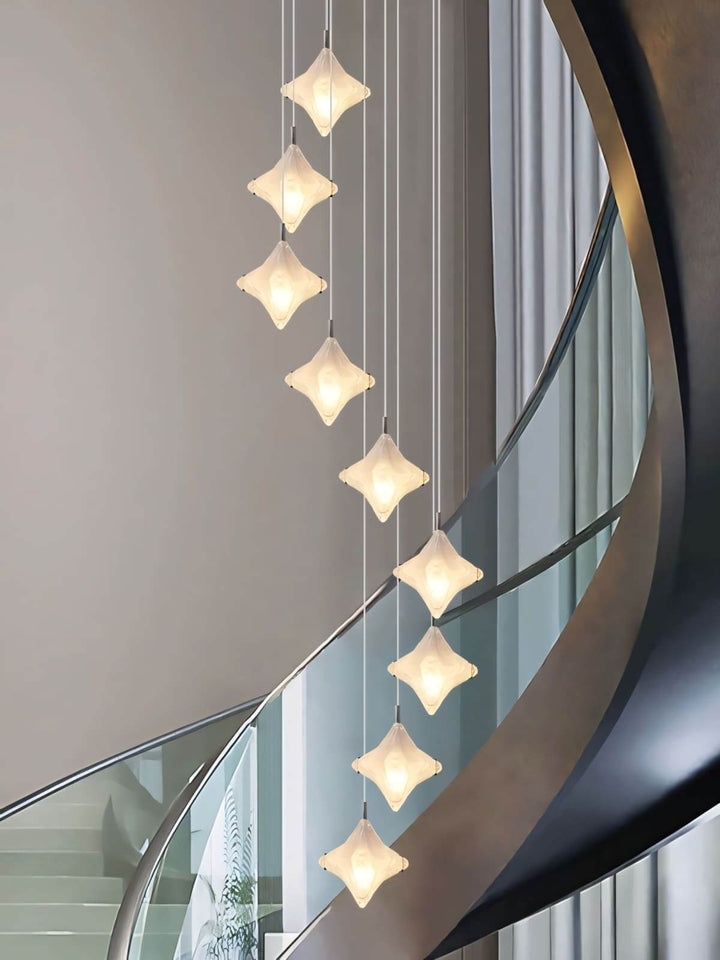 Sylume Star Chandelier - Star-Shaped Glass and Staircase Lighting