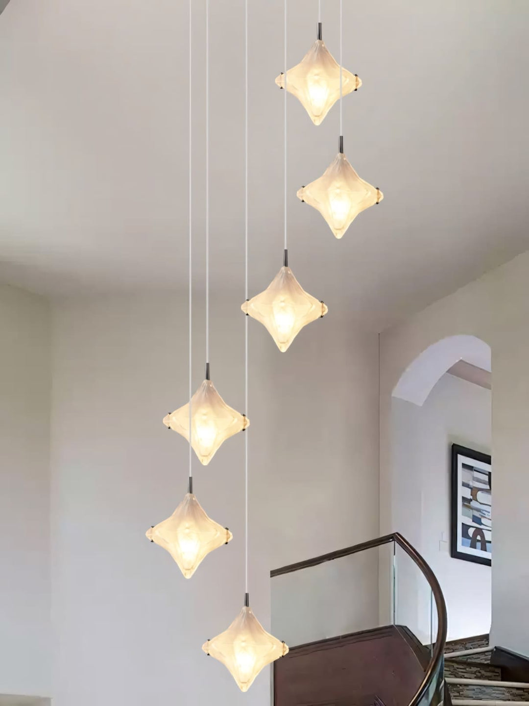Sylume Star Chandelier - Star-Shaped Glass and Staircase Lighting