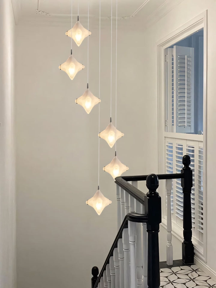 Sylume Star Chandelier - Star-Shaped Glass and Staircase Lighting