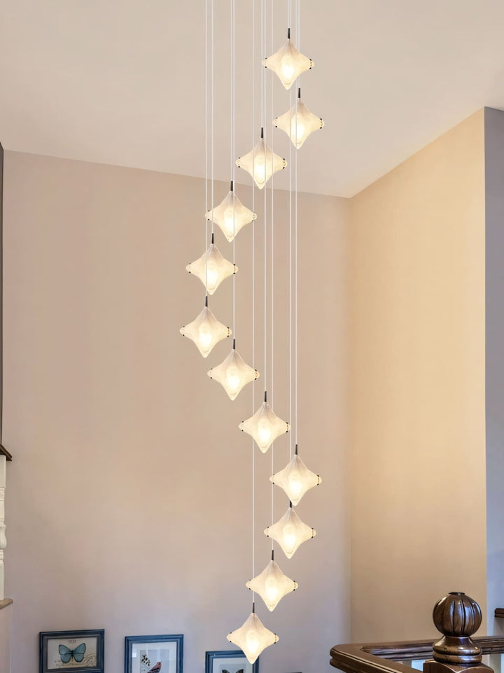 Sylume Star Chandelier - Star-Shaped Glass and Staircase Lighting