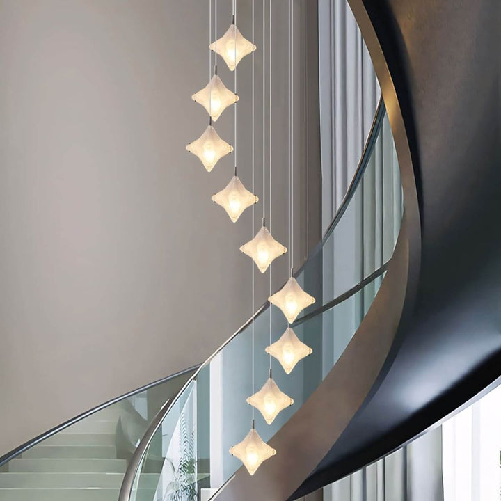 Sylume Star Chandelier - Star-Shaped Glass and Staircase Lighting