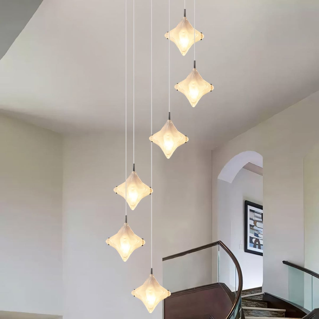 Sylume Star Chandelier - Star-Shaped Glass and Staircase Lighting