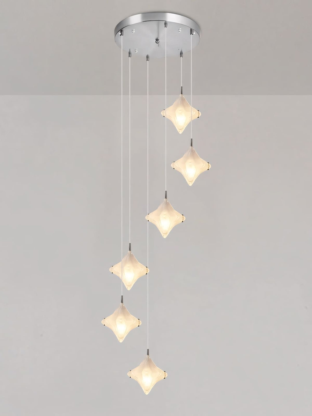 Sylume Star Chandelier - Star-Shaped Glass and Staircase Lighting