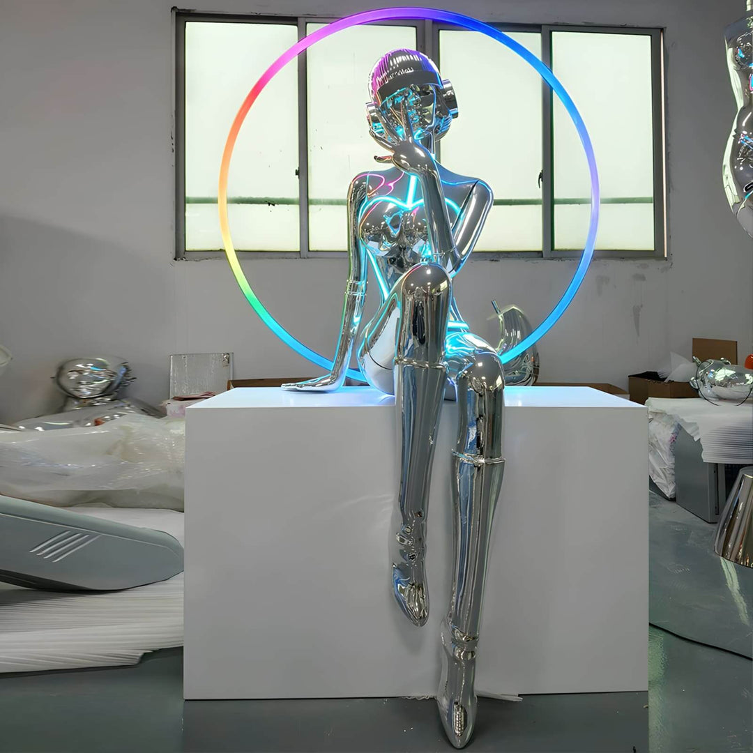 Teylun Sculpture Floor Lamp - Silver Art Deco Decorative Lighting