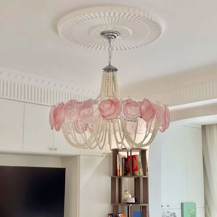 Thalire Stained Glass Chandelier for Dining Area Elegance