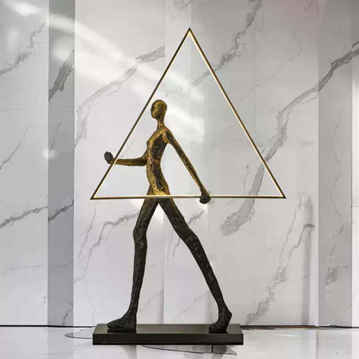Tivoro Triangle Floor Lamp, a decorative resin sculpture in Art Deco style, perfect for living room decorations.