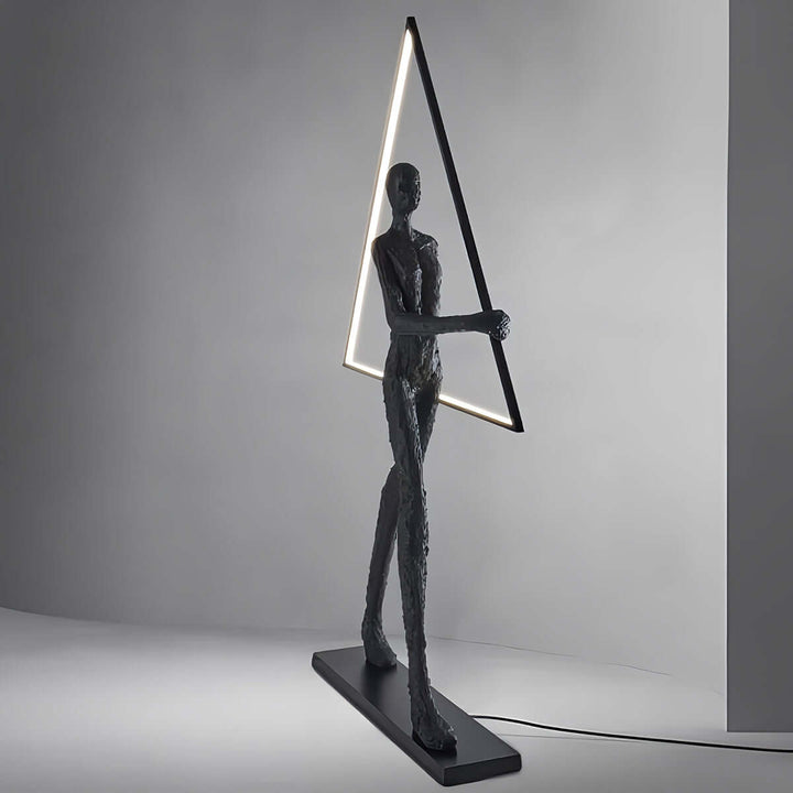 Tivoro Triangle Floor Lamp, resin sculpture, modern Art Deco decorative lamp for stylish living room decor.