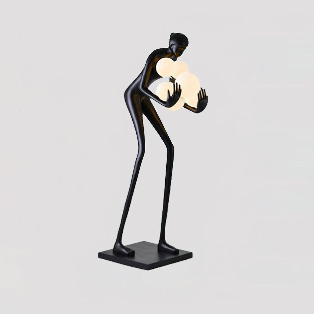 Velmora Sculptural Floor Lamp in art deco style, resin sculpture, perfect for living room decoration.