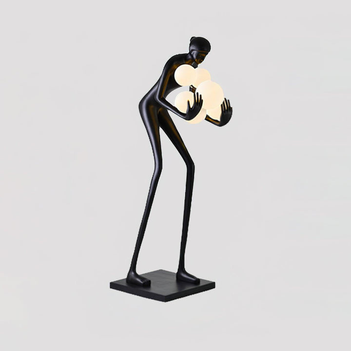 Velmora Sculptural Floor Lamp in art deco style, resin sculpture, perfect for living room decoration.