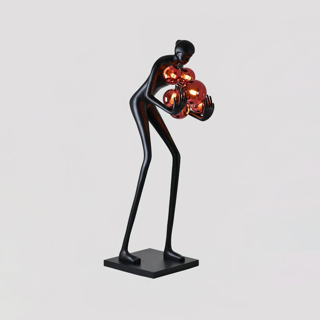 Velmora Sculptural Floor Lamp featuring a resin sculpture design, perfect for Art Deco living room decorations.