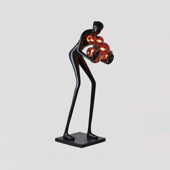Velmora Sculptural Floor Lamp featuring a resin sculpture design, perfect for Art Deco living room decorations.