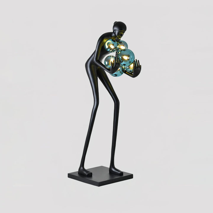 Velmora Sculptural Floor Lamp, 180cm resin sculpture, Art Deco living room decoration, unique decorative ornament.