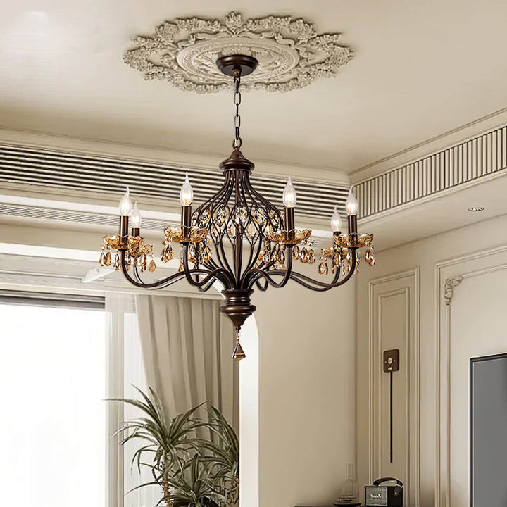 Velora Chandelier: Raindrop Crystal & Candle Style Lighting